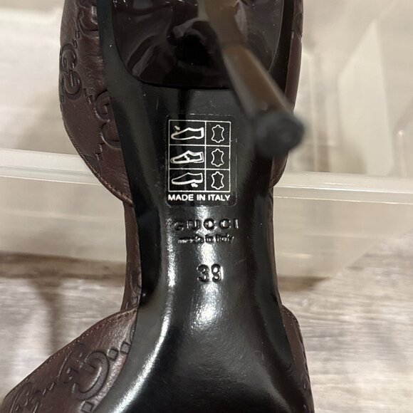 Gucci Brown Guccissima Leather Horsebit D'orsay Peep Toe Pumps Size 39 - Picture 7 of 7